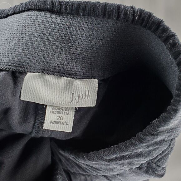 J Jill Pants Women 26W Black Crushed Corduroy Pull-on Straight - Picture 3 of 11